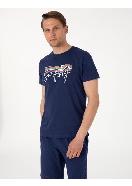 Erkek Mavi Kısakol Şortlu Pijama Takımı 50314387-320