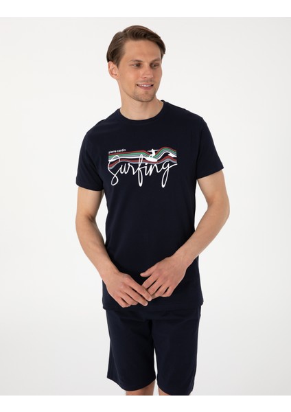 Erkek Lacivert Kısakol Şortlu Pijama Takımı 50314387-200