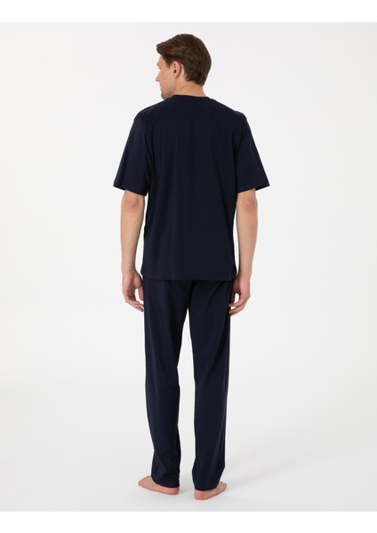 Erkek Mavi Kısakol Şortlu Pijama Takımı 50314444-310