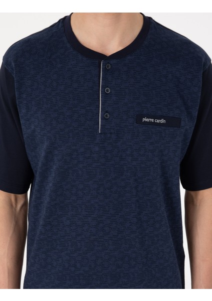 Erkek Mavi Kısakol Şortlu Pijama Takımı 50314444-310