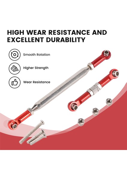 Metal Ayarlanabilir Direksiyon Bağlantısı Servo Bağlantı Çekme Çubuğu Gergisi Mn D90 D99 Mn-90 Fj-45 1/12 Rc Araba Tırmanma Aracı, Kırmızı (Yurt Dışından)