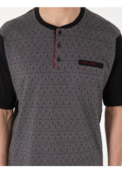 Erkek Siyah Kısakol 3'lü Jakarlı Pijama Takımı 50314443-001