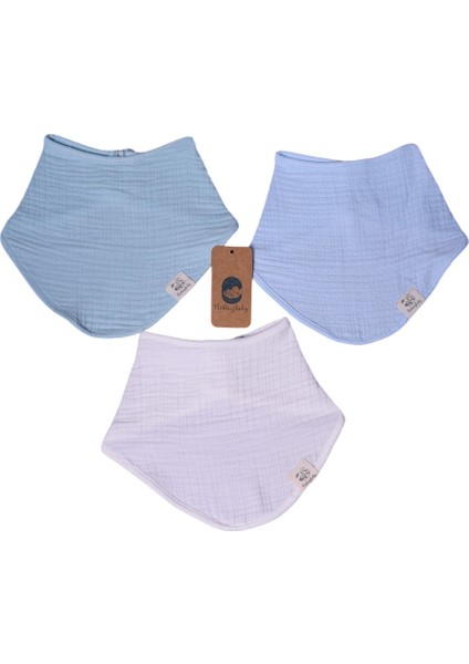 4 Katlı %100 Pamuklu Müslin Kumaş 3 Adet Bebek Fuları, Bebek Önlüğü, Müslin Bebek Fuları