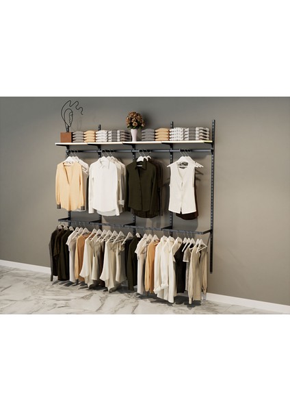 Modern Giyinme Odası Rafı & Dekoratif Duvar Tipi Askılı Raf Sistemi