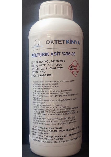 Sülfürik Asit %96-98 1,5 kg