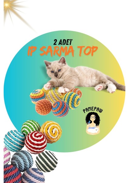 Ip Sarma Renkli Tırmalama Kedi Oyun 4 cm 2 Adet 1 Adet
