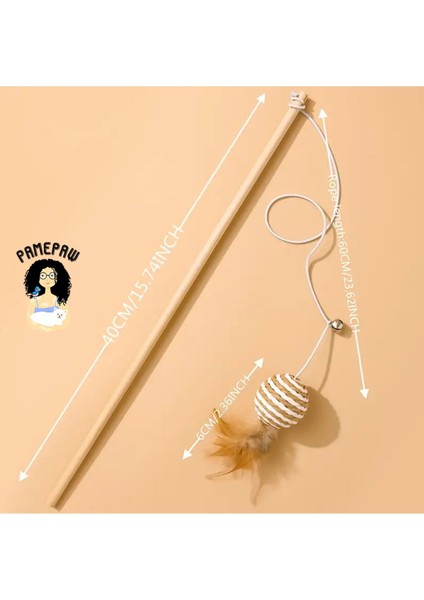 Ponponlu,sarma Toplu Zilli ve Tüylü Kedi Oltası 40 cm 1 Adet modelleri