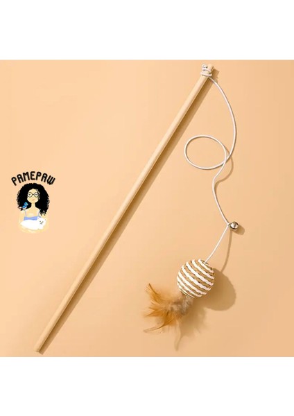 Ponponlu,sarma Toplu Zilli ve Tüylü Kedi Oltası 40 cm 1 Adet fırsatları