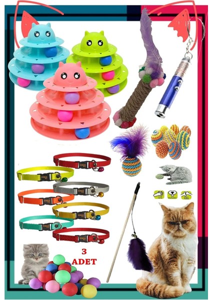 10'lu Mega Kedi Lüx Oyuncak Seti ( Tüylü Tırmalama Oyuncağı Hediye ) 1 Adet