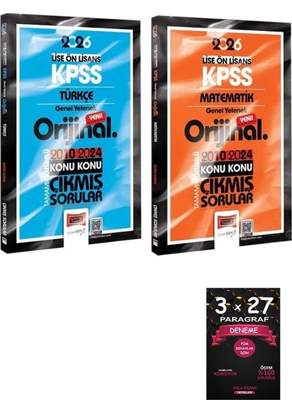 Yargı 2026 Kpss Lise Ortaöğretim Ön Lisans Türkçe+Matematik Orijinal 2010-2024 Çıkmış Sorular Konu Konu 2 Li Set