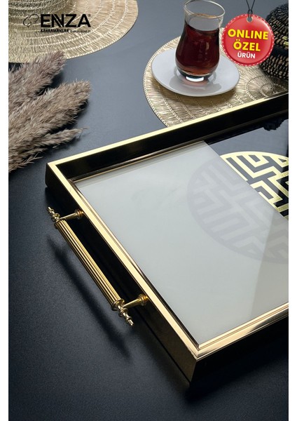 Mint Gold Tepsi Cam Baskılı 48X29 cm fiyatları