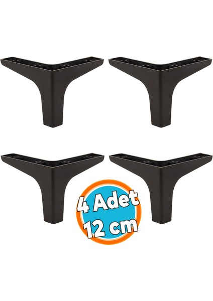 Mobilya Kanepe Sehpa Tv Ünitesi Koltuk Ayağı 10 cm Siyah Baza Ayak 4 Adet