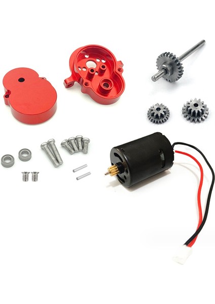 Wpl D12 D42 1/10 Rc Araba Yükseltme Parçaları Aksesuarları Için 370 Motorlu ve Çelik Dişlili Metal Şanzıman Şanzımanı, Kırmızı (Yurt Dışından)
