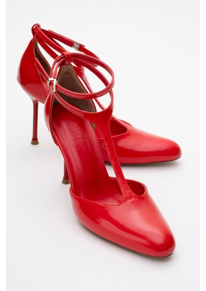 Jon Kırmızı Rugan Kadın Ince Topuklu Ayakkabı