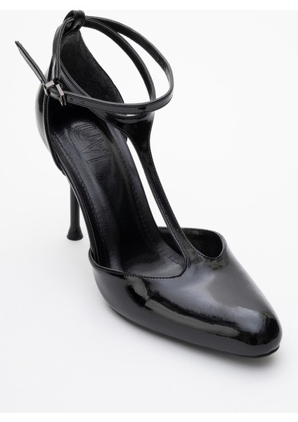 Jon Siyah Rugan Kadın Ince Topuklu Ayakkabı modelleri