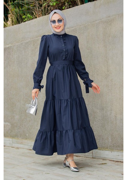 Pins Fırfırlı Pamuk Cotton Elbise-Laci