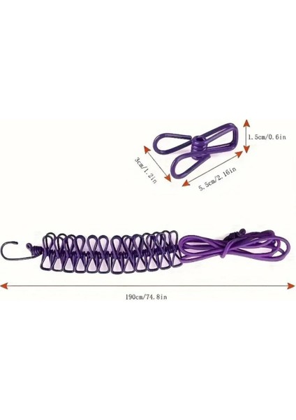 ® Taşınabilir Seyahat Çamaşır Ipi 12 Mandallı Klipsli Lastikli Çamaşır Mandalları indirimleri