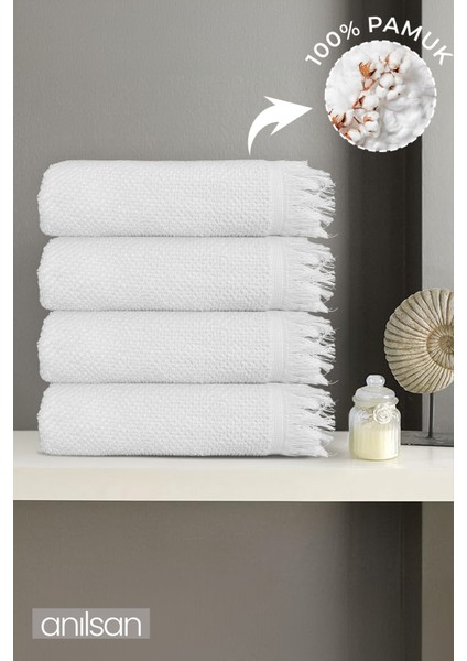 4'lü Beyaz Jelena Banyo Havlusu 70 x 140 cm , 490 Gr, PAMUK, Spa ve Otel Havlusu, Günlük Kullanıma Uy