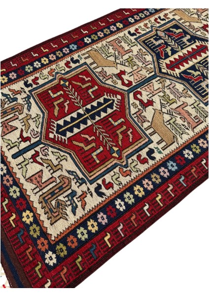El Dokuma Yağcıbedir Sumak Aykırı Model 80 x 230 Kök Boya Yün Kilim Yolluk