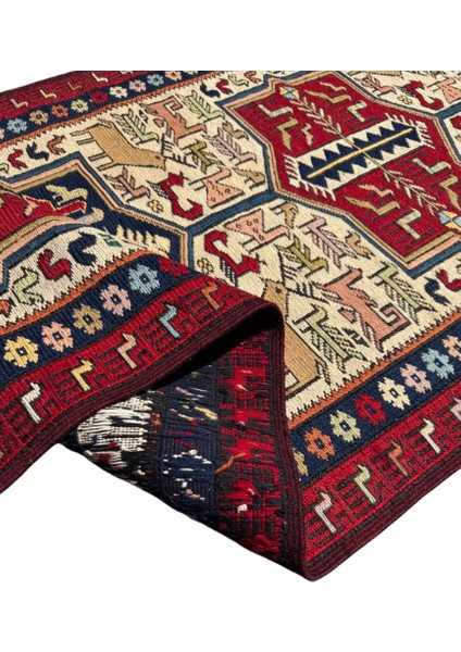 El Dokuma Yağcıbedir Sumak Aykırı Model 80 x 230 Kök Boya Yün Kilim Yolluk