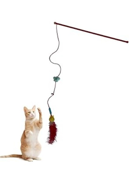 Aee® Kedi Oltası Işikli Tüylü Çanlı Kedi Oyuncağı 105 cm -Türkiye'de Ilk Işıklı Kedi Oltası- 1 Adet