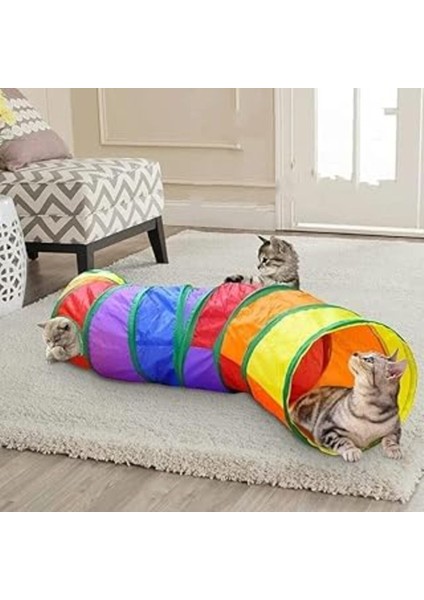 Tineke Kivrimli Kedi Tüneli Katlanır Gökkuşağı Uzun Kedi Köpek Oyun Tüneli Evcil Hayvan Oyun Tünel 1 Adet