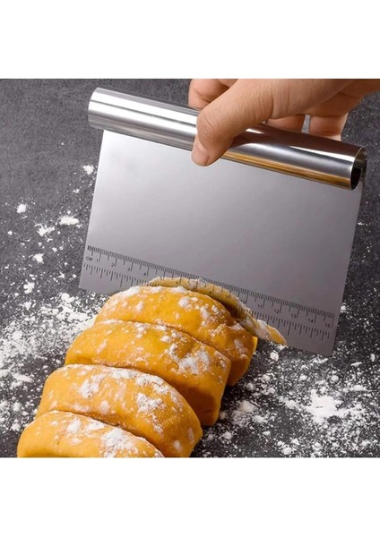Ölçülü Paslanmaz Lüks Çelik Hamur Kesme Aparatı Çelik Kesici Kazıyıcı Pasta Kek Spatula 15 cm