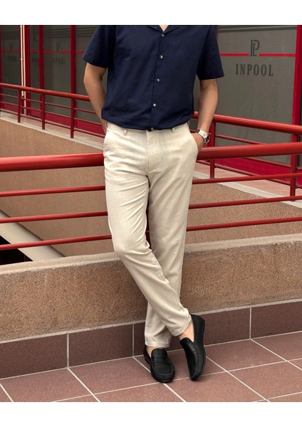 Erkek, Slim Fit, Casual-Günlük, Keten Dokuma, Pamuklu, Mevsimlik Pantolon 301