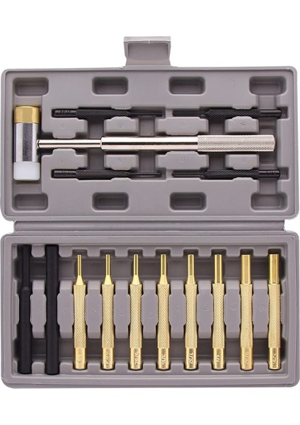 Profesyonel Rulo Pin Delgeç Seti ve Çekiç - Pirinç, Çelik, Plastik Delgeçler ve Değiştirilebilir Çekiç Başlığı ile (Yurt Dışından)