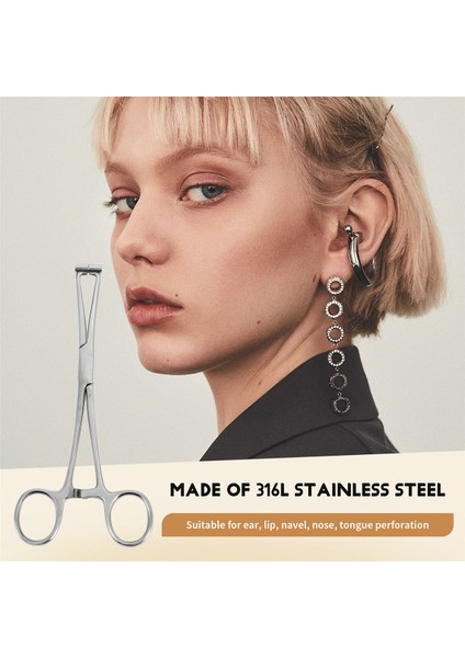Septum Forcep Paslanmaz Çelik Iğne Kelepçesi, Vücut Piercing Aleti Kaş Delme Için Profesyonel Delme Aleti (Yurt Dışından)