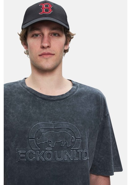 Rochester Siyah Bisiklet Yaka Baskılı Standard Fit Erkek Tshirt