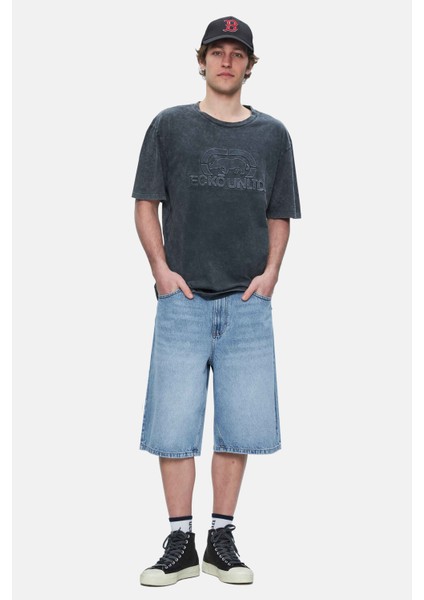 Rochester Siyah Bisiklet Yaka Baskılı Standard Fit Erkek Tshirt