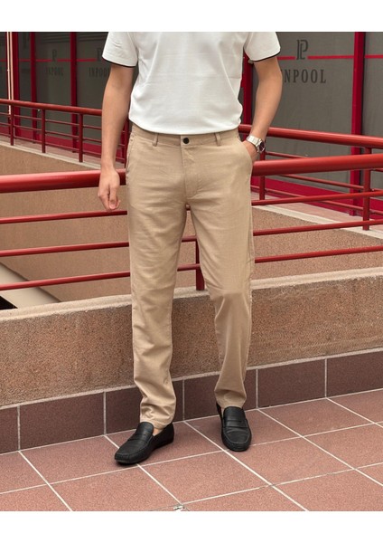 Erkek, Slim Fit, Casual-Günlük, Keten Dokuma, Pamuklu, Mevsimlik Pantolon 301