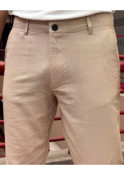 Erkek, Slim Fit, Casual-Günlük, Keten Dokuma, Pamuklu, Mevsimlik Pantolon 301