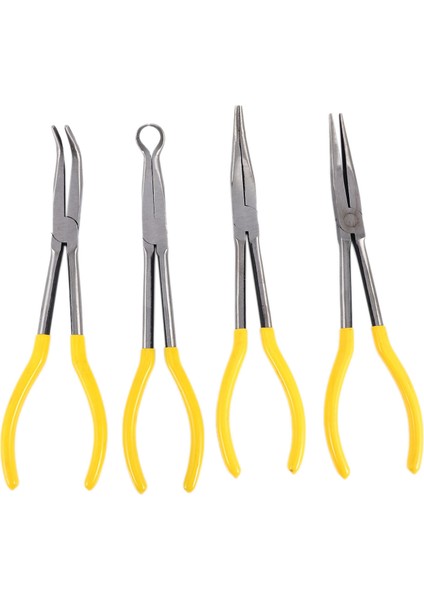 4 Adet 11 Inç Ekstra Uzun Burunlu Pense Seti Düz Eğik Uçlu Mekanik Ekipman El Aletleri (Yurt Dışından)