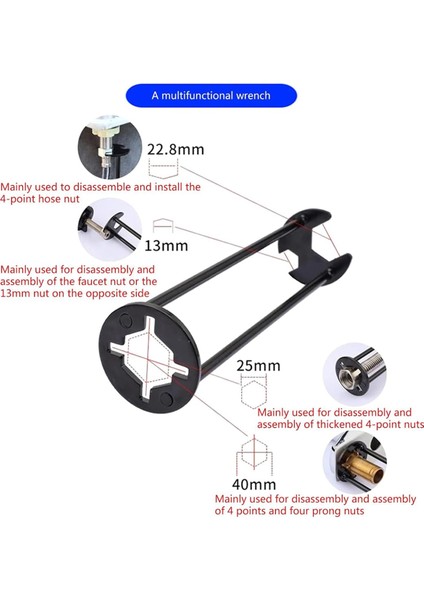Havza Anahtarı, Lavabo Anahtarı Seti 7 Boyut Evrensel Lavabo Altı Tesisatçı Anahtarı Çok Işlevli Karbon Çelik Musluk Anahtarı (Yurt Dışından) fırsatları