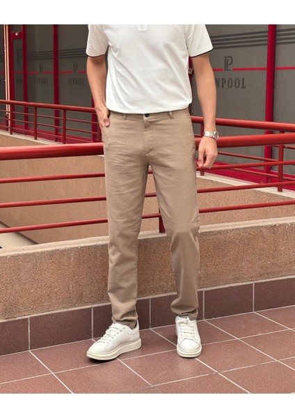 Erkek, Slim Fit, Casual-Günlük, Keten Dokuma, Pamuklu, Mevsimlik Pantolon 301