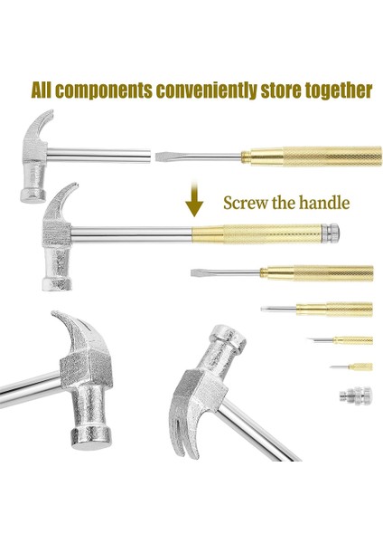 Mini Çekiç 6'sı 1 Arada Küçük Çekiç Pirinç Çekiç Tornavida Çekiçler El Aletleri Resim Asmak Için Çekiç (Yurt Dışından) modelleri