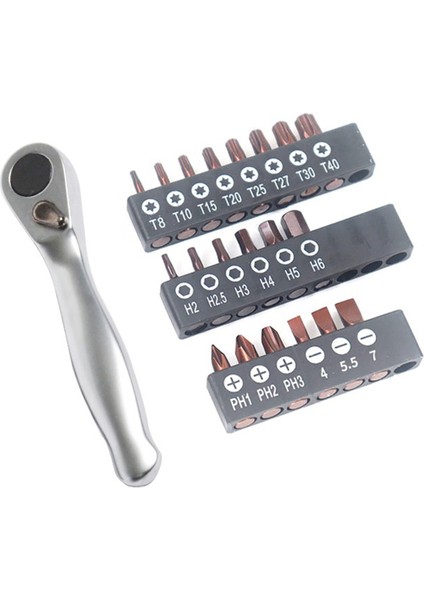 Mini Dikenli Tekerlek Anahtarı 1/4 Pozitif ve Ters Hızlı Tornavida, Iç Altıgen Erik Çiçeği Çok Işlevli Set (Yurt Dışından)