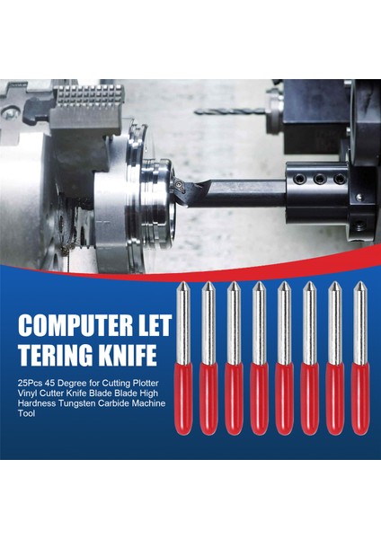 25 Adet 45 Derece Roland Kesim Plotter Vinil Kesici Bıçak Bıçak Bıçak Yüksek Sertlik Tungsten Karbür Makine Aracı (Yurt Dışından)