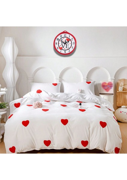 Kordon Ipten El Yapımı Love Aşk Sevgililer Günü Özel Tasarımlı Sessiz Akar Duvar Saati 25 x 25 cm