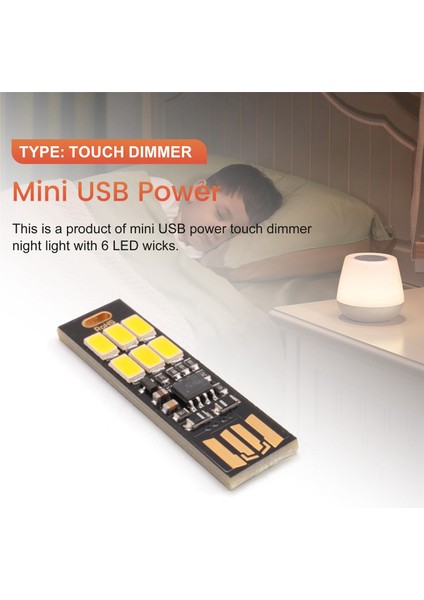 5 Adet 6-Led Gece Lambası Soshine USB Güç 1W 5V Dokunmatik Dimmer Sıcak Beyaz Işık Yeni (Yurt Dışından)