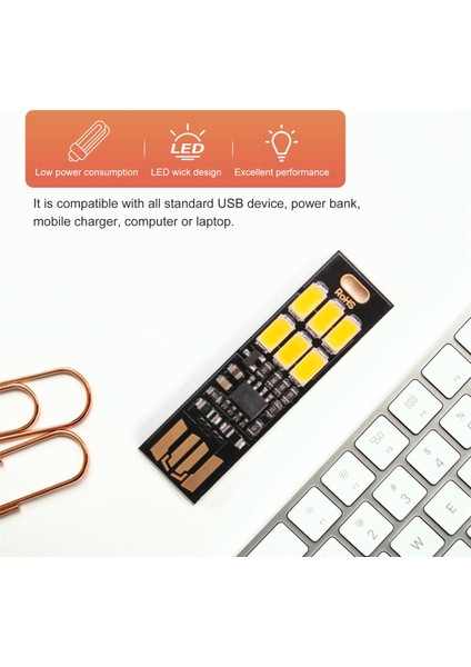 5 Adet 6-Led Gece Lambası Soshine USB Güç 1W 5V Dokunmatik Dimmer Sıcak Beyaz Işık Yeni (Yurt Dışından)