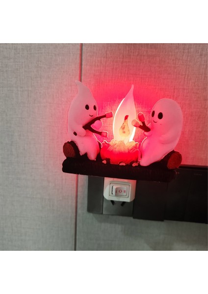 Hayalet Kamp Ateşi Titreyen Gece Lambası Alev Cadılar Bayramı Gece Lambası 3D LED Küçük Sahte Kamp Ateşi Gece Lambası Dekor Abd Fişi (Yurt Dışından)