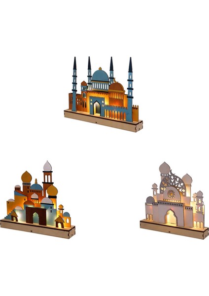 B Ahşap Eid Muak LED Gece Lambası Müslüman Ramazan Dekoru Ev Islami Müslüman Partisi Muak Dekoru Parti Malzemeleri (Yurt Dışından) fiyatları
