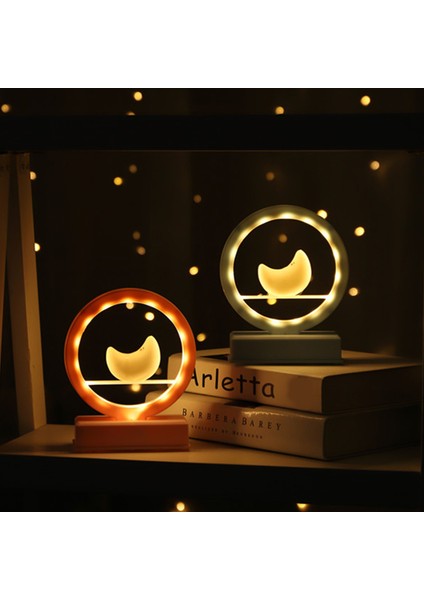 Bebekler Çocuklar Için Müzikli Gece Lambası LED Ay Lambası Doğum Günü Noel Hediyeleri Yatak Odası Başucu Dekoratif Masa Lambası Pembe (Yurt Dışından)
