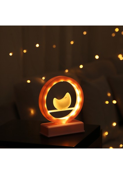 Bebekler Çocuklar Için Müzikli Gece Lambası LED Ay Lambası Doğum Günü Noel Hediyeleri Yatak Odası Başucu Dekoratif Masa Lambası Pembe (Yurt Dışından)
