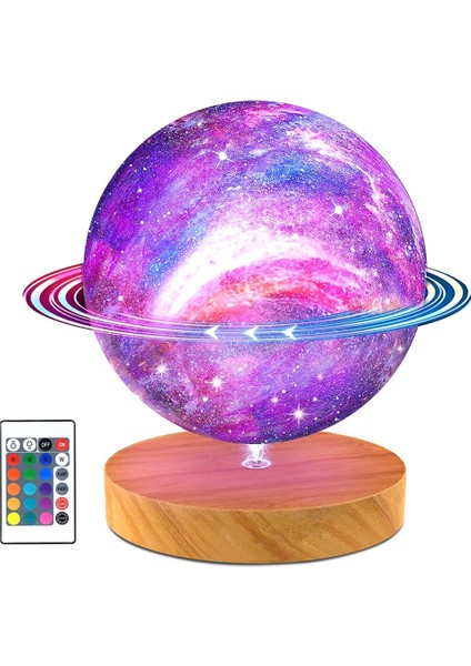 Ay Lambası, Dönen Ay Işığı 16 Renk 5.9 Inç 3D Baskılı LED Ay Gece Lambası Standlı, Uzaktan Kumandalı ve Dokunmatik Kontrollü (Yurt Dışından)