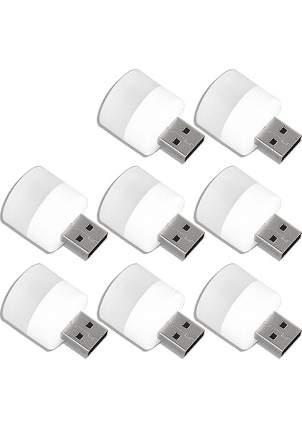 8 Adet Gece USB Işık Mini LED Ampul, Kompakt, Yatak Odası, Banyo, Çocuk Odası, Koridor, Mutfak Işıkları (Beyaz Işık) (Yurt Dışından)