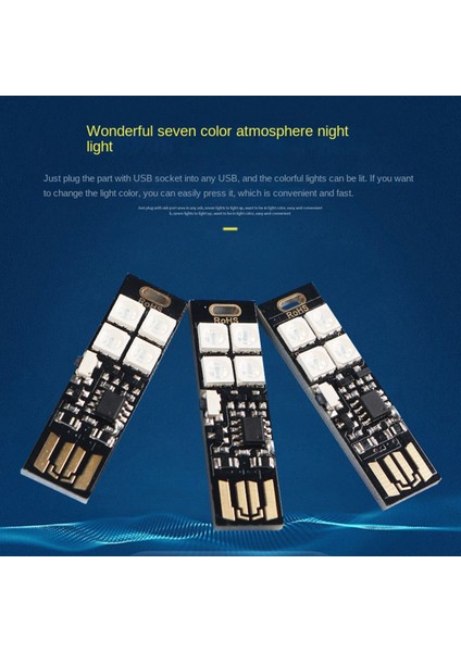 4pcs Mobil Güç USB Işık Renkli Atmosfer Işığı 4led Düğme Anahtarı Akıllı Gece Lambası (Yurt Dışından)